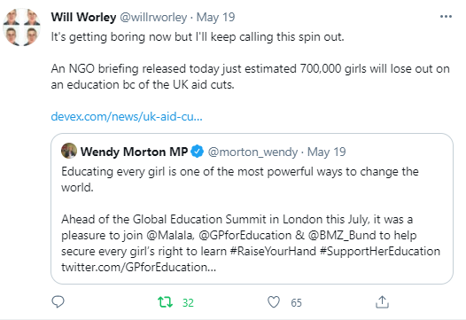 Will Worley critique of Wendy Morton tweet