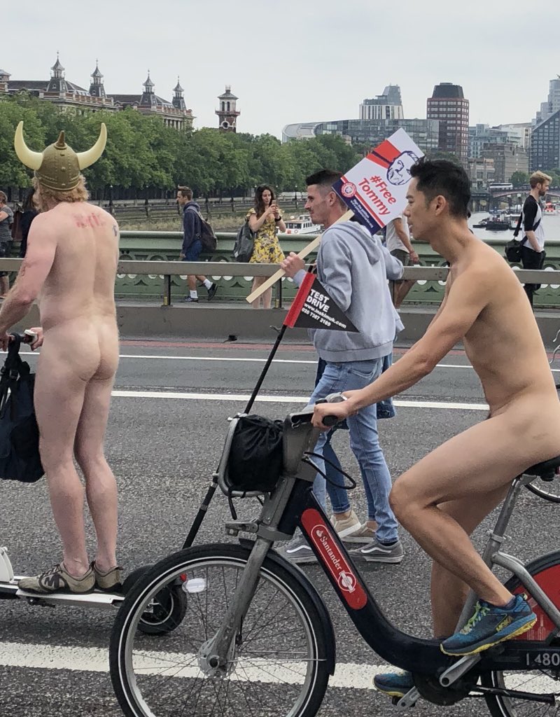 Free Tommy Robinson March and World Naked Bike Ride